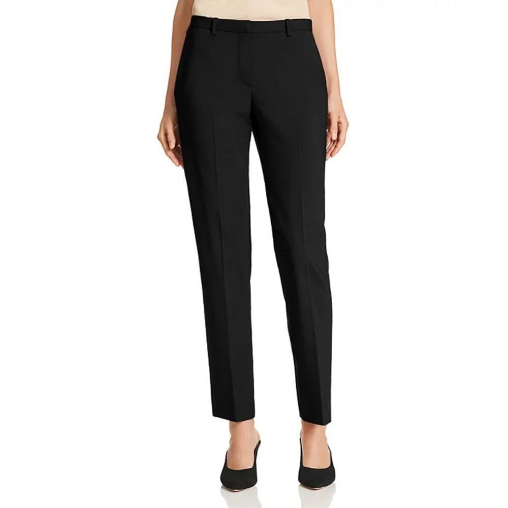 Theory Hartsdale Virgin Wool Stretch Dress Pants Straight-Leg Black Size 0 NWT
